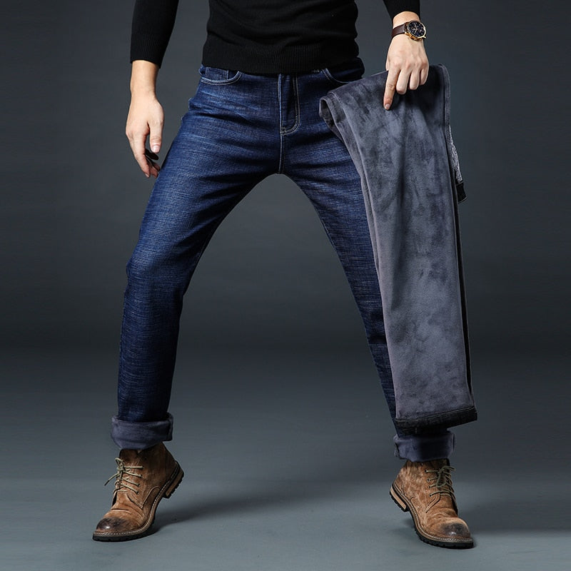 Men's Fleece Lined Slim Stretch Fit Denim Jeans