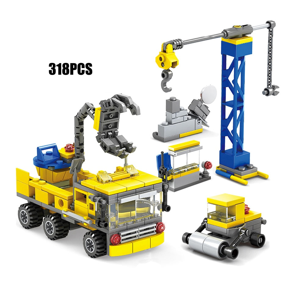 Construction Engineering Sit Vehicles Building Blocks Set - 318 Pieces
