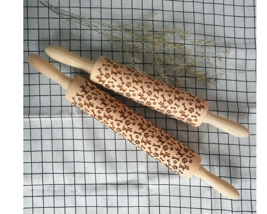 Christmas Dough Embossing Rolling Pin