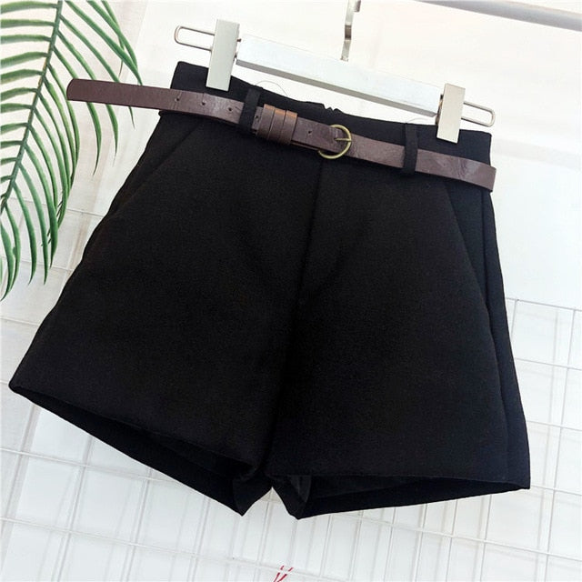 Women's High Waist Knit Shorts with Sashes