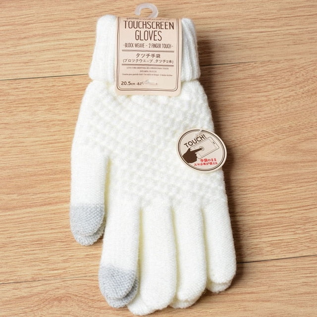 Stretch Fit Wool Knit Touchscreen Gloves