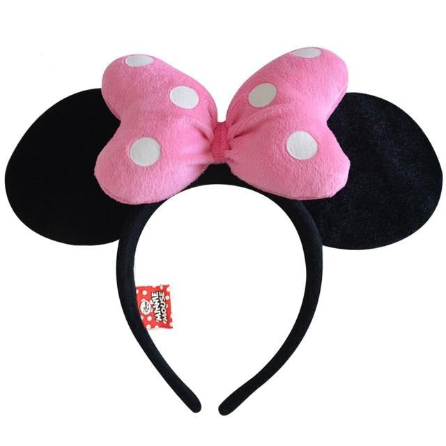 Genuine Disney Minnie Mouse Ears Headdress Mickey Head Minnie Ears Girls Hair Bands Princess Head Hoop Plush Toys Bag Keychain