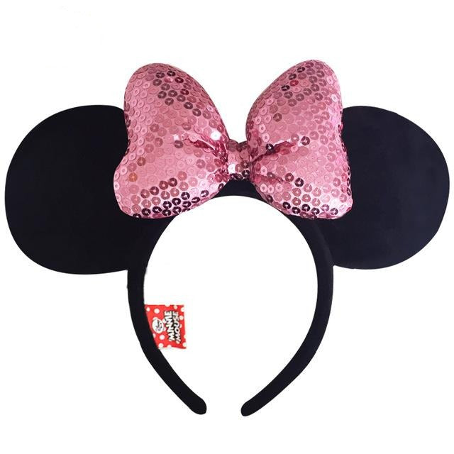 Genuine Disney Minnie Mouse Ears Headdress Mickey Head Minnie Ears Girls Hair Bands Princess Head Hoop Plush Toys Bag Keychain