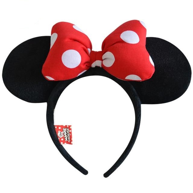 Genuine Disney Minnie Mouse Ears Headdress Mickey Head Minnie Ears Girls Hair Bands Princess Head Hoop Plush Toys Bag Keychain