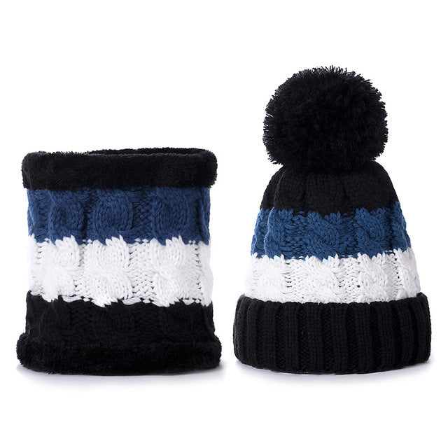 Women's Soft Fur Lined Winter Knit PomPom Beanie & Neck Warmer