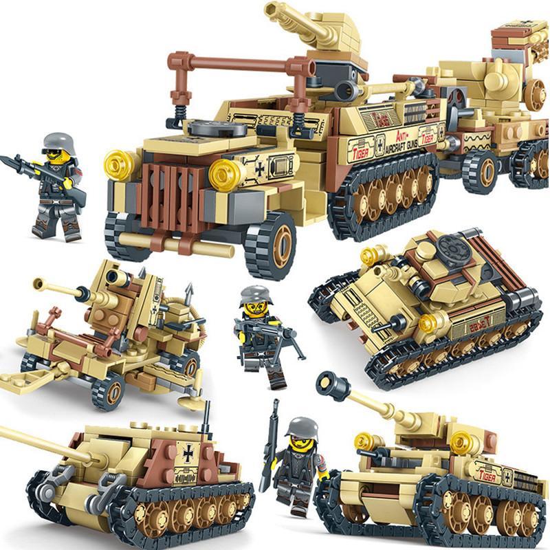 4-in-1 Military Tank Convoy Building Blocks Set