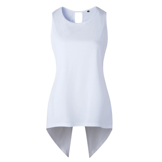 Womens Tops and Blouses Sleeveless Feminine Blouse Shirt Ladies Top Female Cross Irregular O-Neck Summer Tops for Women