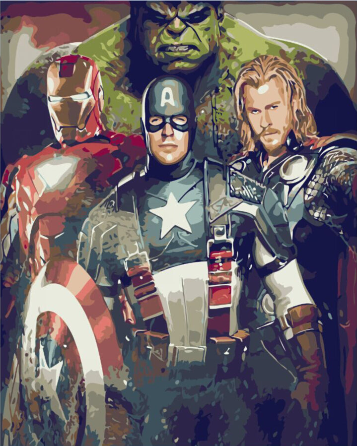 Frameless picture on wall acrylic paint DYI Avengers