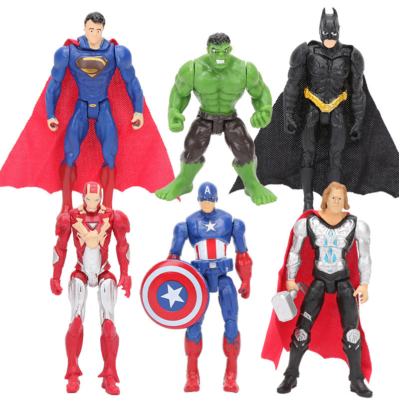 Hasbro Marvel 6pcs/set 8-10cm Super Hero The Avengers action figure Toys Spiderman Captain America Hulk batman thor superman toy