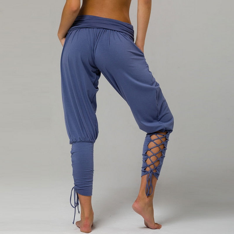 Women's Soft High Waist Lace Up Harem Fitness Joggers