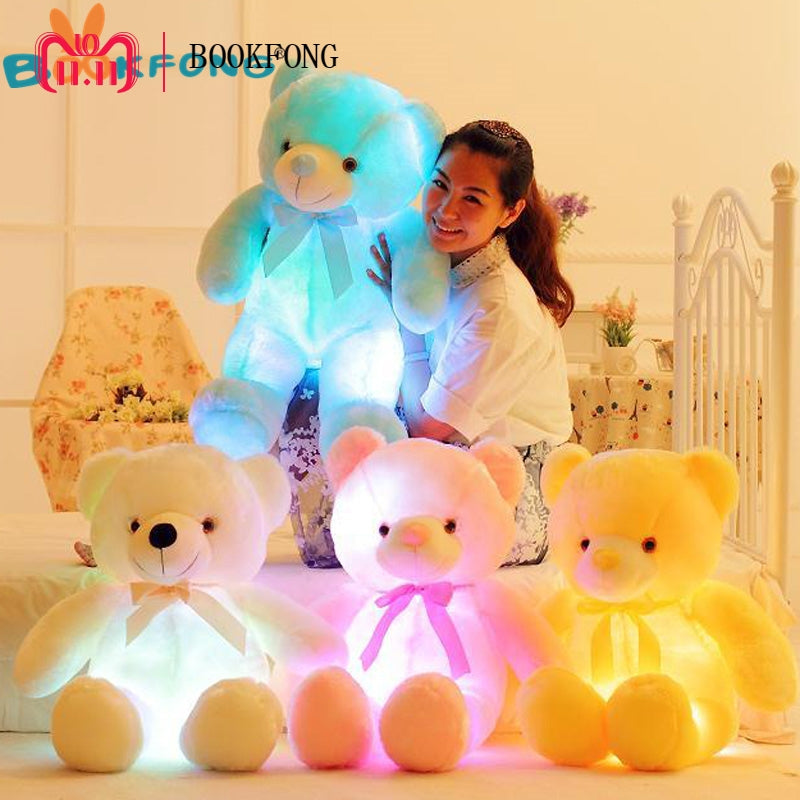 BOOKFONG 50cm Creative Light Up LED Teddy Bear Stuffed Animals Plush Toy Colorful Glowing Teddy Bear Christmas Gift for Kids