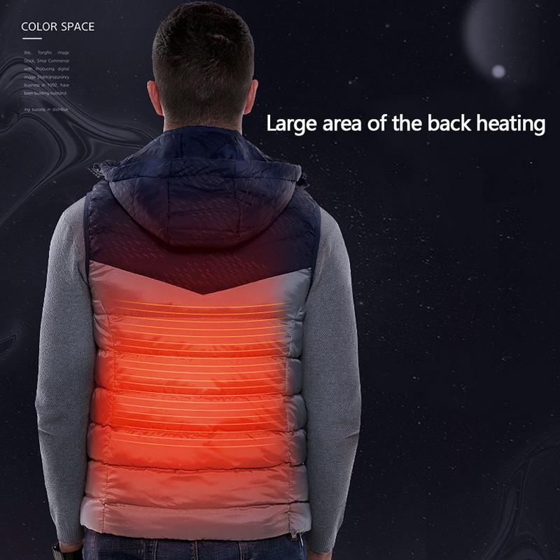 Men's USB Smart Heating Hooded Cotton Vest