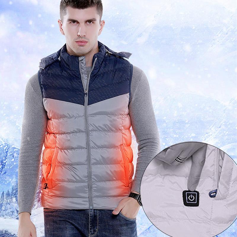 Men's USB Smart Heating Hooded Cotton Vest