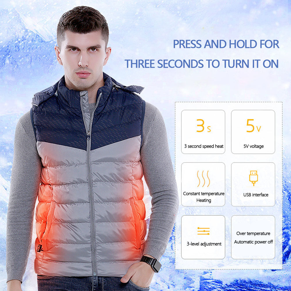 Men's USB Smart Heating Hooded Cotton Vest