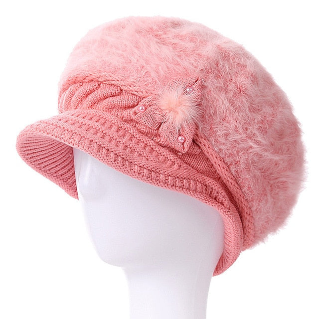 Knitted Woman Hat With Visor