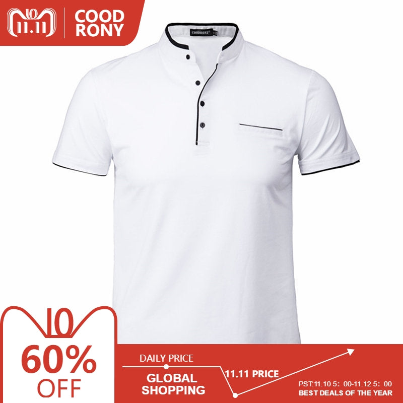 COODRONY Mandarin Collar Short Sleeve Tee Shirt Men   Spring Summer New Top Men Brand Clothing Slim Fit Cotton T-Shirts S7645