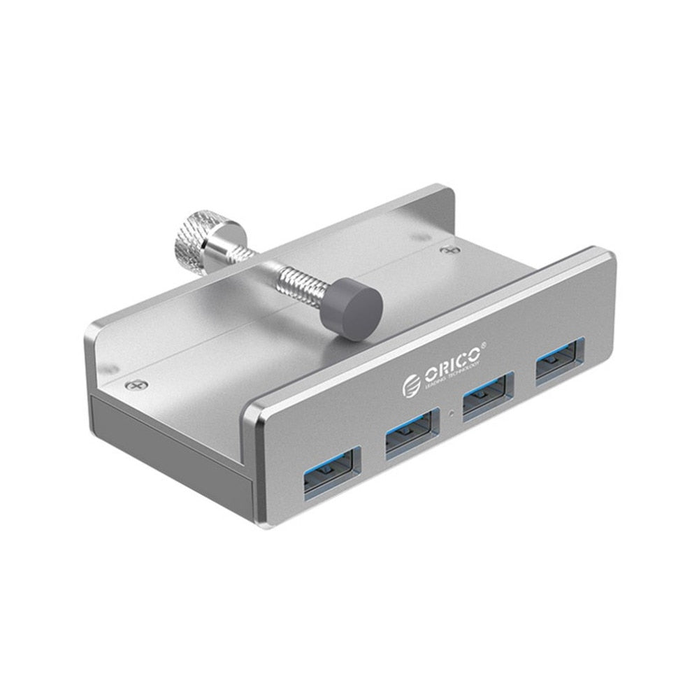 Aluminum Alloy Clamp-On 4-Port 3.0 USB Hub