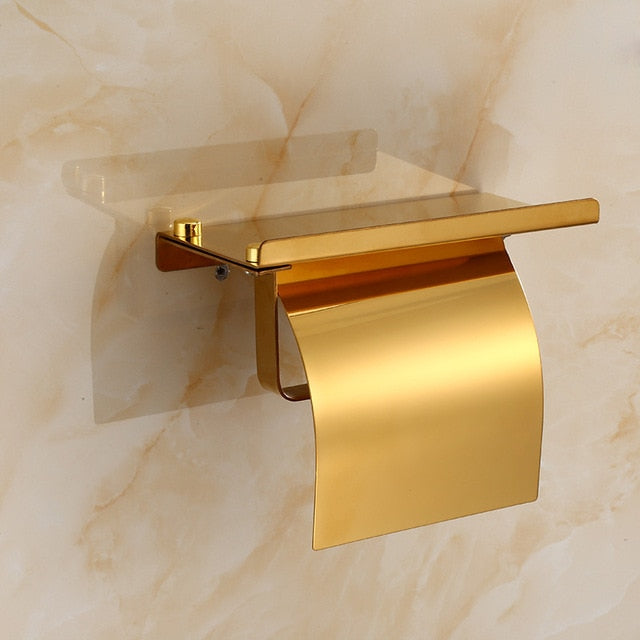 Stainless Steel Wall Mounted Toilet Paper Holder with Shelf