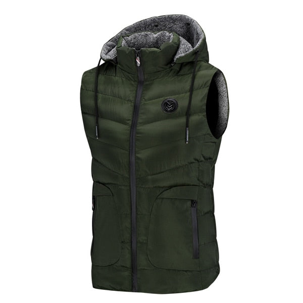 Men's Fleece Lined Hooded Slim Fit Vest