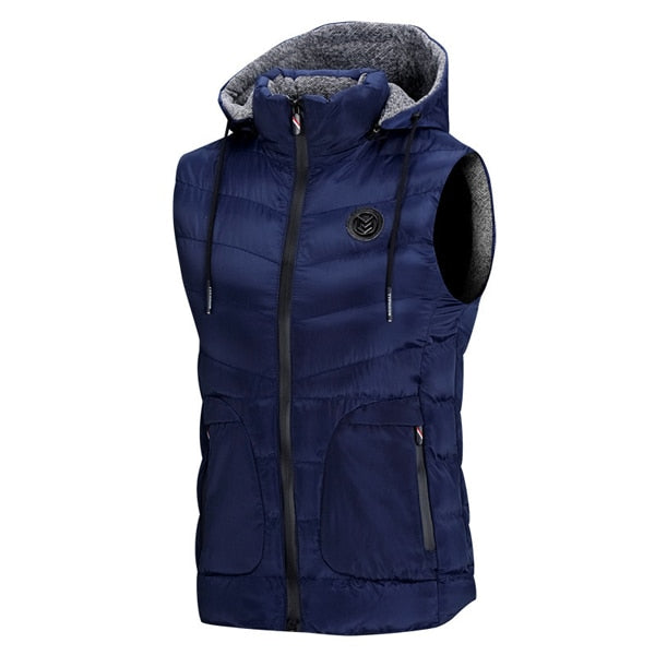 Men's Fleece Lined Hooded Slim Fit Vest