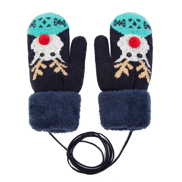 Women Winter Christmas Elk Knitted Warm Mittens