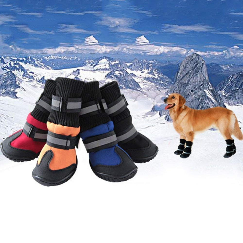 4Pcs/Set Winter Non Slip Dog Boots