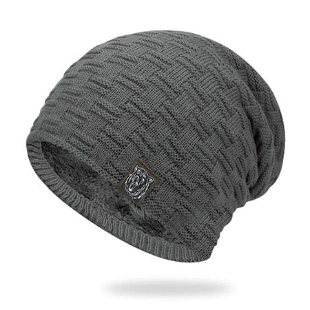 Men's Knitted Velvet Lined Skull Cap Beanie