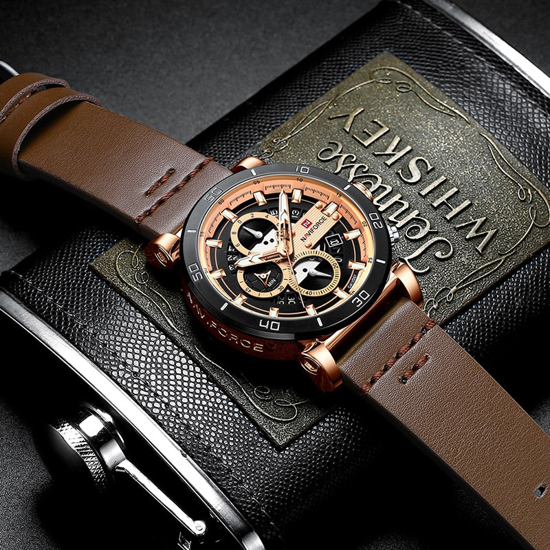 Men's Luxurious Leather Band Quartz Business Wrist Watch