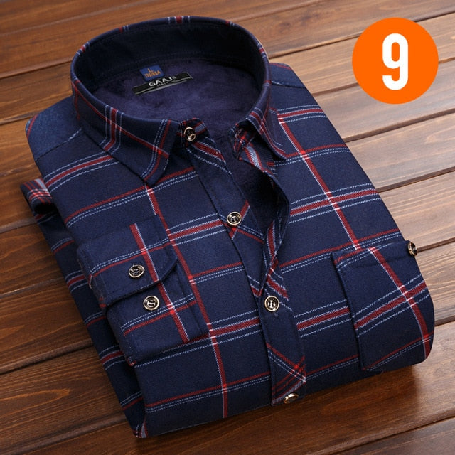 Men's Thick Fleece Lined Casual Button-Up Flannel