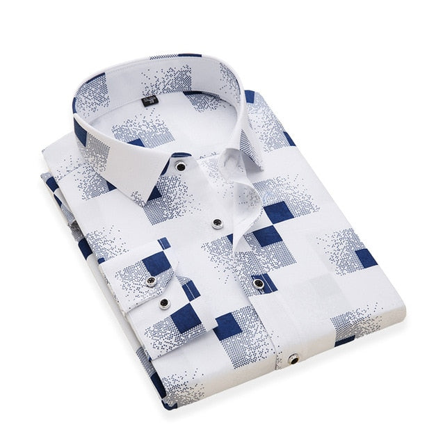 Men's Business Casual Long Sleeve Button-Up Dress Shirts
