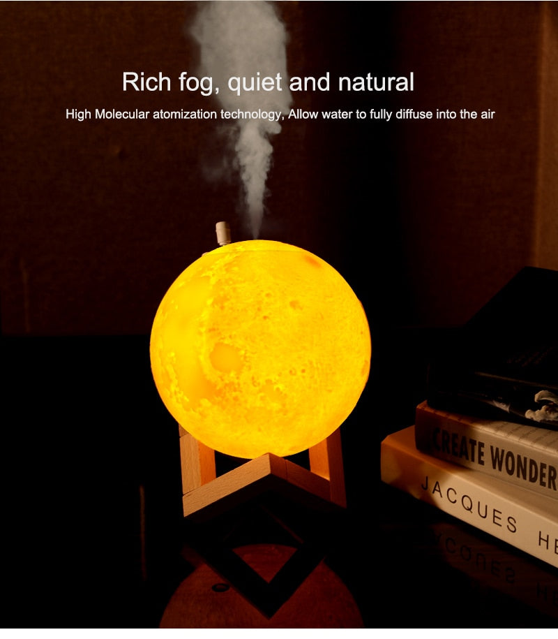 Ultrasonic USB 3D LED Moon Lamp 880mL Air Humidifier