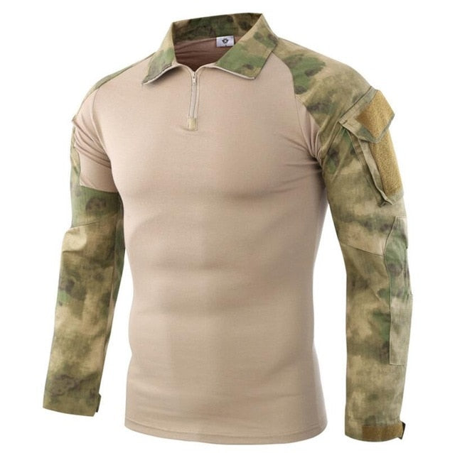 Men's Tactical Quarter Zip Long Sleeve Combat Shirt