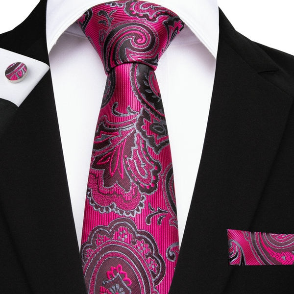 Men's Silk Paisley Tie Hanky and Cufflinks Set