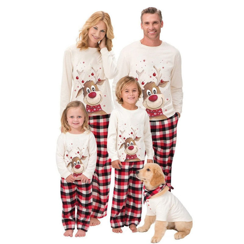Family Matching Cartoon Deer Christmas Pajama Set