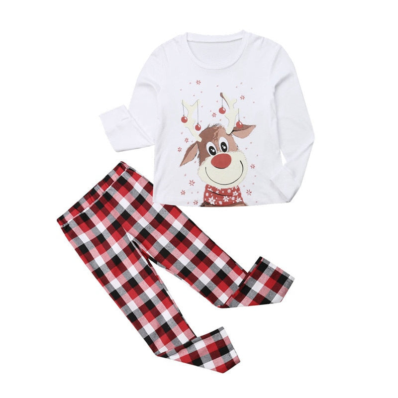 Family Matching Cartoon Deer Christmas Pajama Set