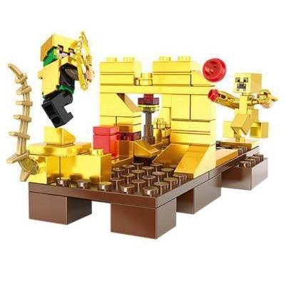 4-in-1 Minecrafted Gold World Building Blocks Kit - 293 Pieces