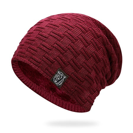 Men's Knitted Velvet Lined Skull Cap Beanie