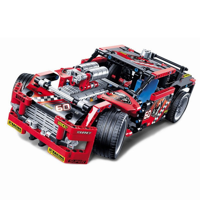 2-in-1 Transformable Race Car to Fire Truck Building Blocks Set - 608 Pieces