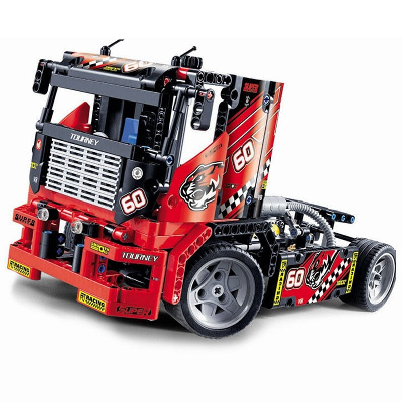 2-in-1 Transformable Race Car to Fire Truck Building Blocks Set - 608 Pieces