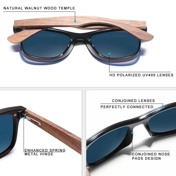 Men's Walnut Wood Mirrored Polarized Designer Sunglasses