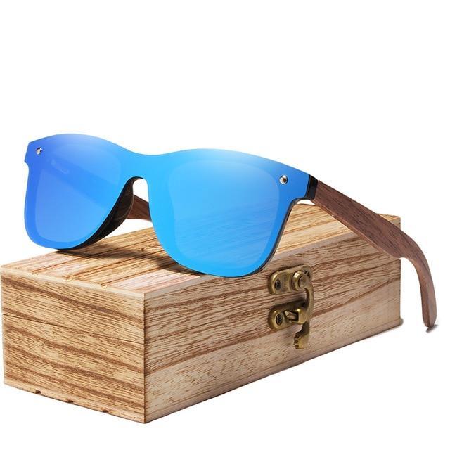 Men's Walnut Wood Mirrored Polarized Designer Sunglasses