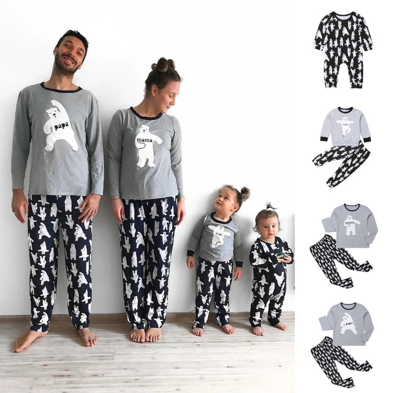Christmas Family Matching Bear Print Pajamas Set