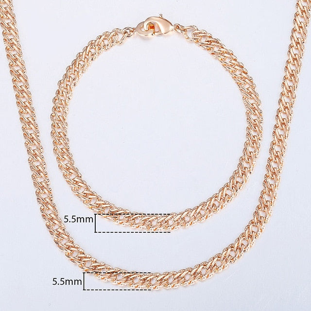 Braided Foxtail Rose Gold Jewelry Set Necklace and Bracelet