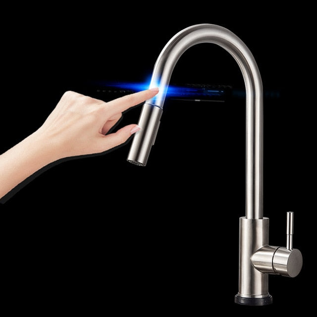 Stainless Steel Touch Inductive Dual Mode Kitchen Faucet