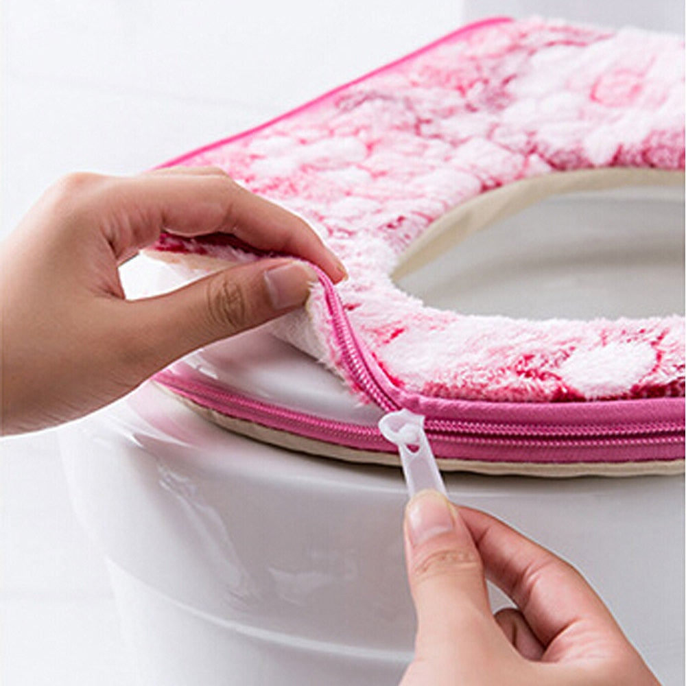 Warm Soft Toilet Seat Lid Cover with Zipper