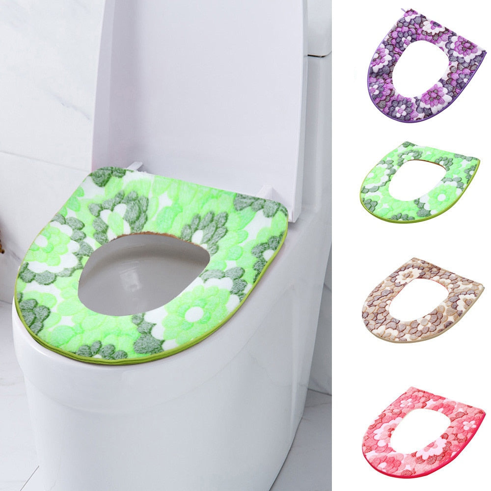Warm Soft Toilet Seat Lid Cover with Zipper