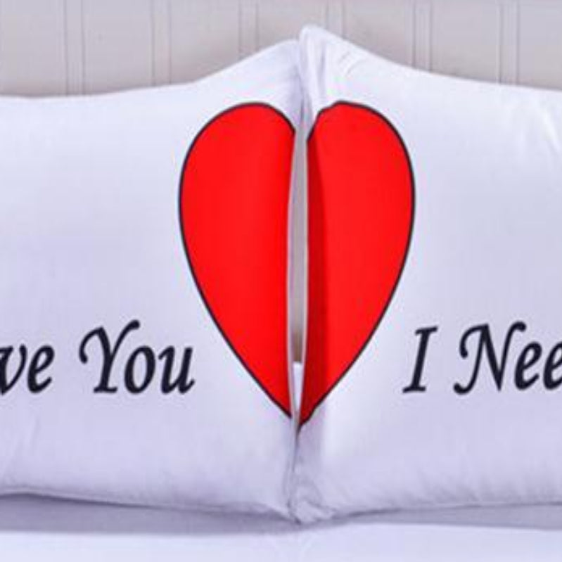 Red Heart Couples Pillow Case Set of 2