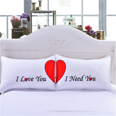 Red Heart Couples Pillow Case Set of 2
