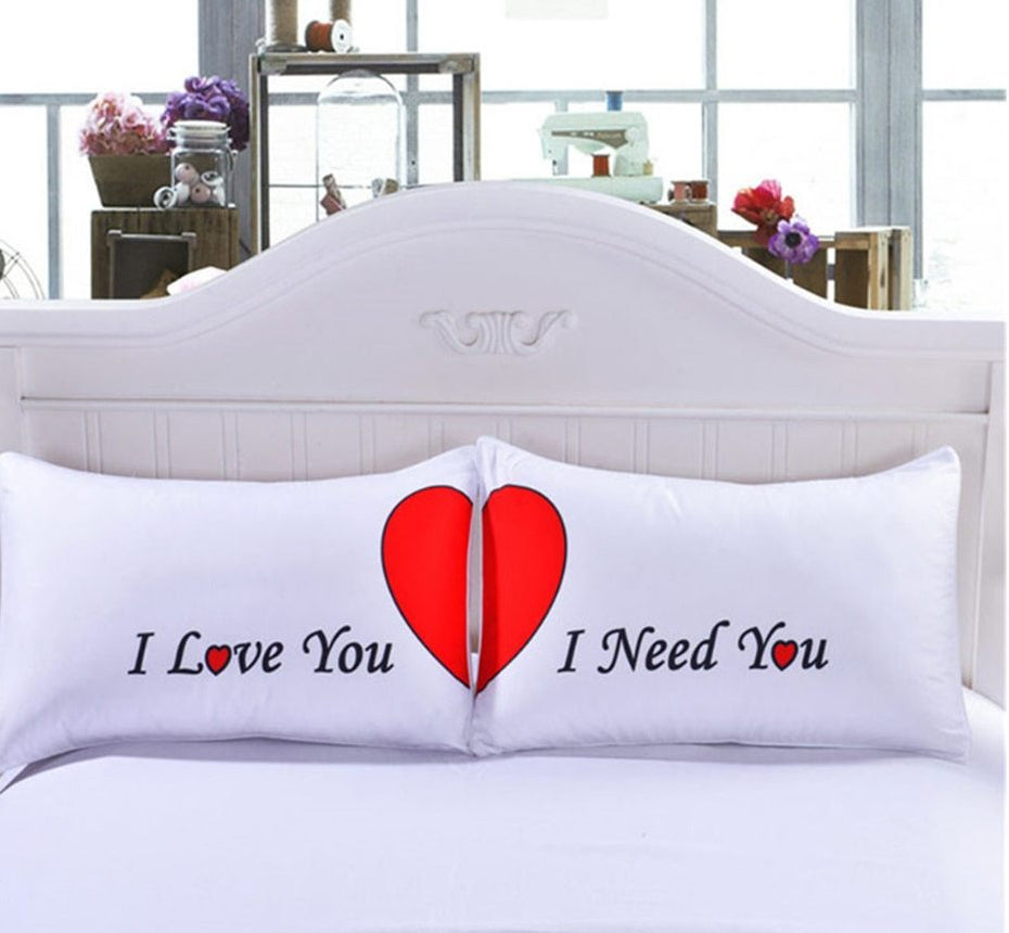 Red Heart Couples Pillow Case Set of 2