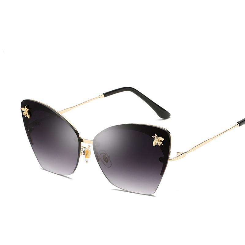 Women's Rimless Bee Decorated Sunglasses